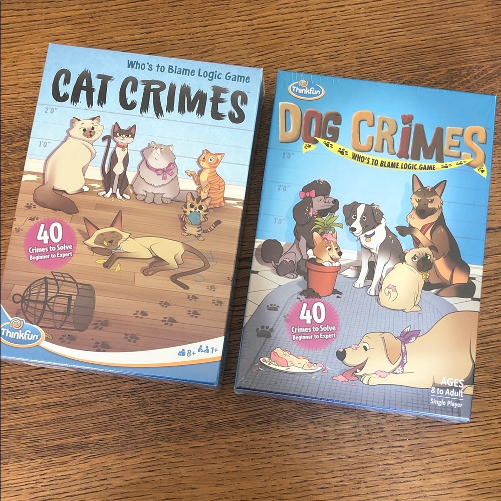 ThinkFun Cat Crimes & Dog Crimes Logic Game Bundle - Blue
